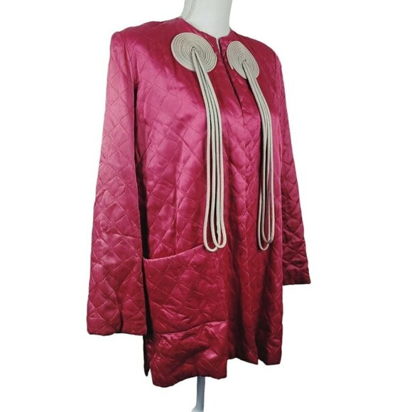 Vintage Textron 1940's Quilted Satin Jacket Barbie Pink Lined Art Deco READ - Picture 4 of 12